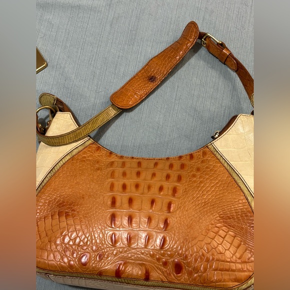 Brahmin Cream, Brown and Green Crocodile Pattern Shoulder Bag Vintage? - Picture 11 of 15
